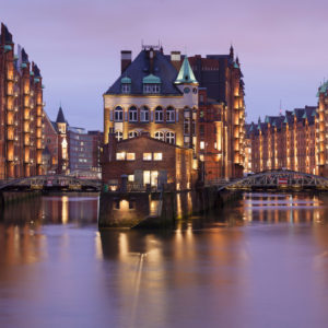 moated castle (Fleetschlösschen) between Holländischbrookfleet and Wandrahmsfleet, Speicherstadt / warehouse district, UNESCO world cultural heritage, Hamburg, Germany moated castle (Fleetschlösschen) between Holländischbrookfleet and Wandrahmsfleet, Speicherstadt / warehouse district, UNESCO world cultural heritage, Hamburg, Germany